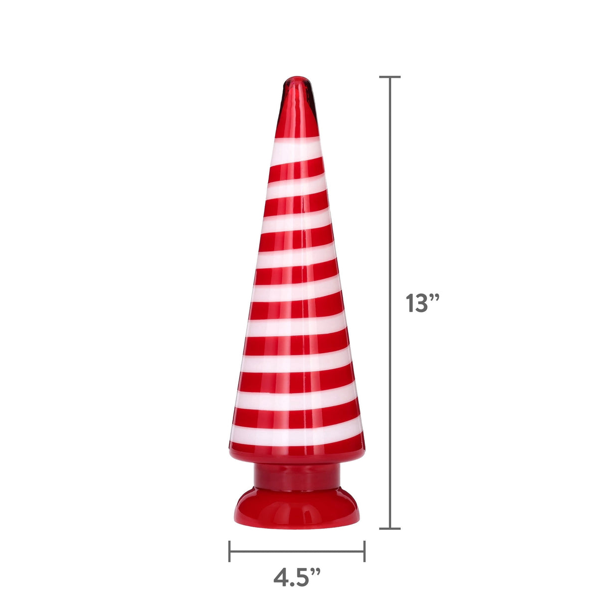 Large Striped Glass Tree Christmas Decoration, Red and White, 13", by Holiday Time