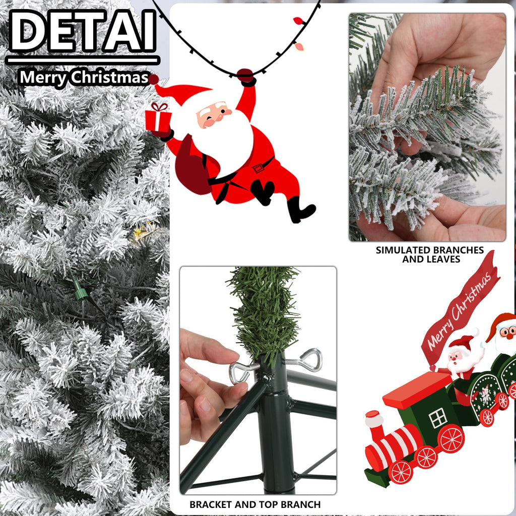 6/7ft Christmas Tree Small Artificial Pencil Tree Fake Christmas Tree with Lights Stand for Xmas Home Office Holiday Decoration