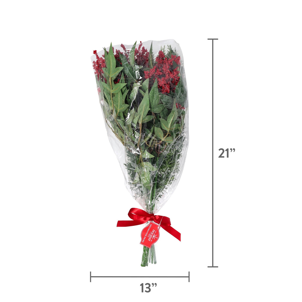Red Micro Berries and Greenery Decorative Christmas Picks, 21", by Holiday Time