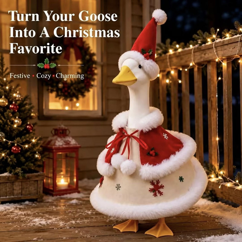 Aurorax Christmas Goose Clothes for Cement Goose Porch Goose 23"/17",Porch Goose Outfit 19 inch,Red Holiday Porch Goose Clothing Accessories for Garden Lawn Yard