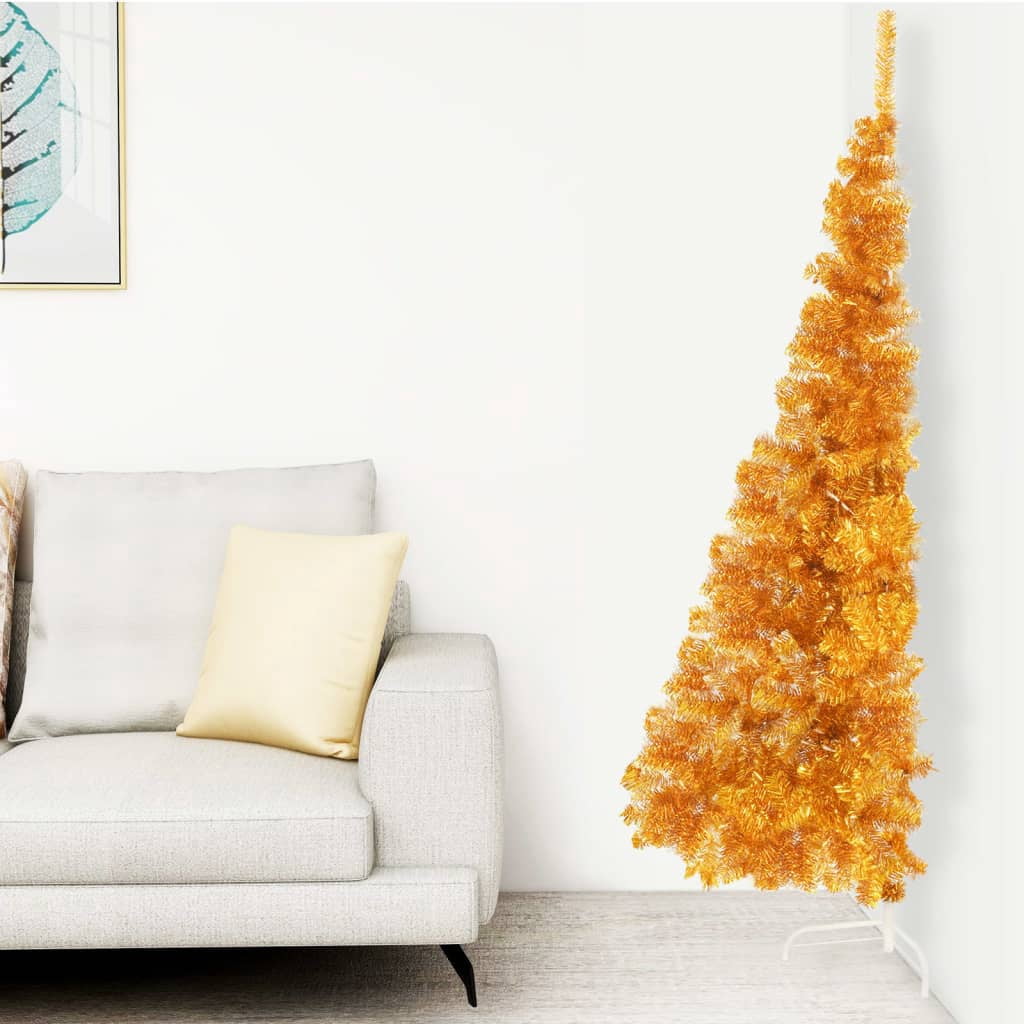 vidaXL Christmas Tree Decoration Artificial Half-Circle Tree with Stand PVC