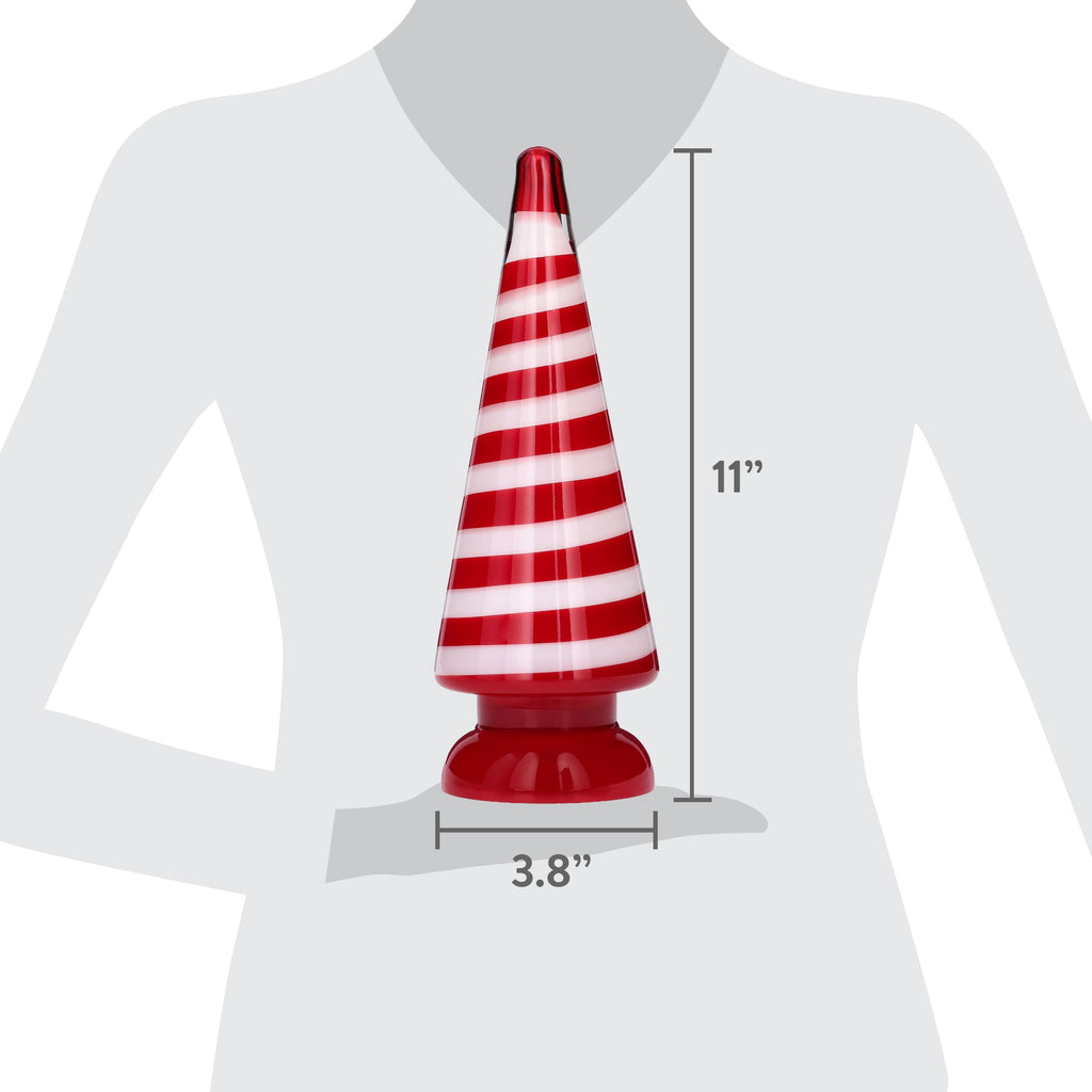 Small Striped Glass Tree Christmas Decoration, Red and White, 11", by Holiday Time