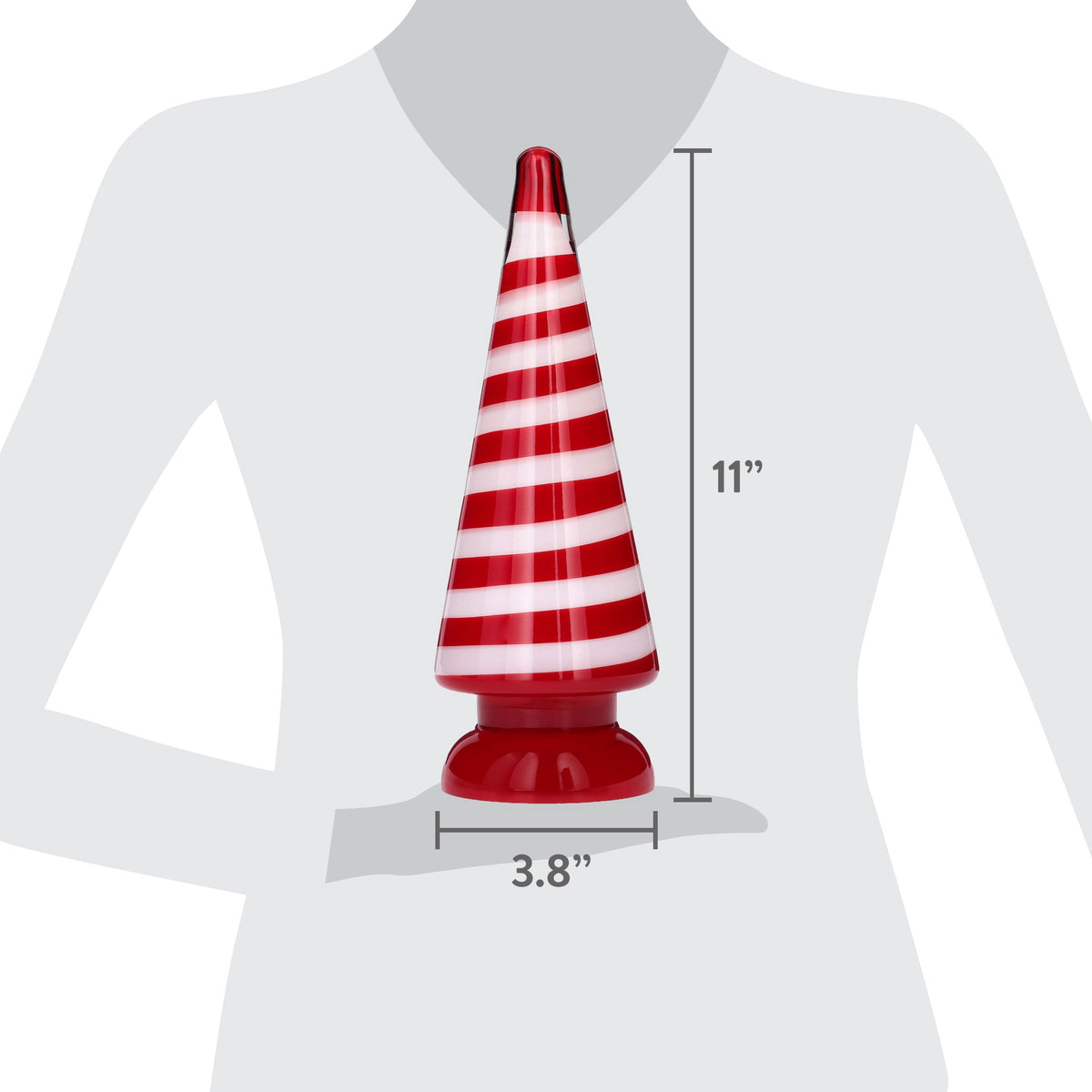 Small Striped Glass Tree Christmas Decoration, Red and White, 11", by Holiday Time