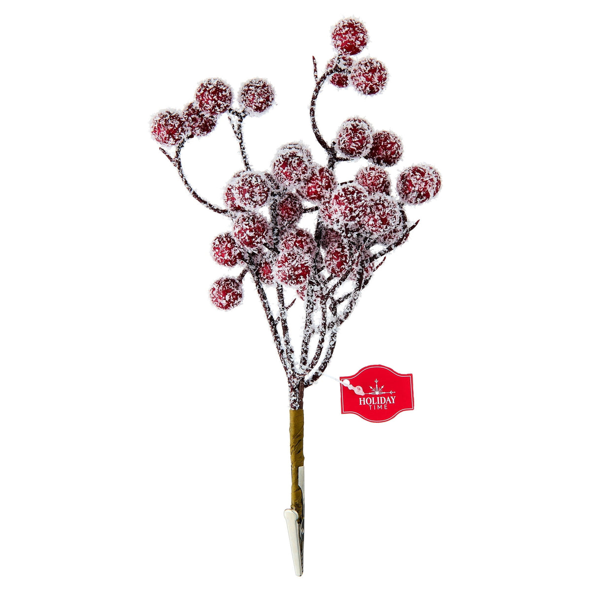 Red Velvet-Feel Frosted Berry Christmas Clip Ornament, 9", by Holiday Time