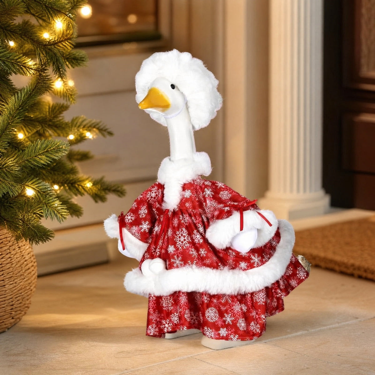 Aurorax Christmas Goose Clothes for Cement Goose Porch Goose 23"/17",Porch Goose Outfit 19 inch,Red Holiday Porch Goose Clothing Accessories for Garden Lawn Yard