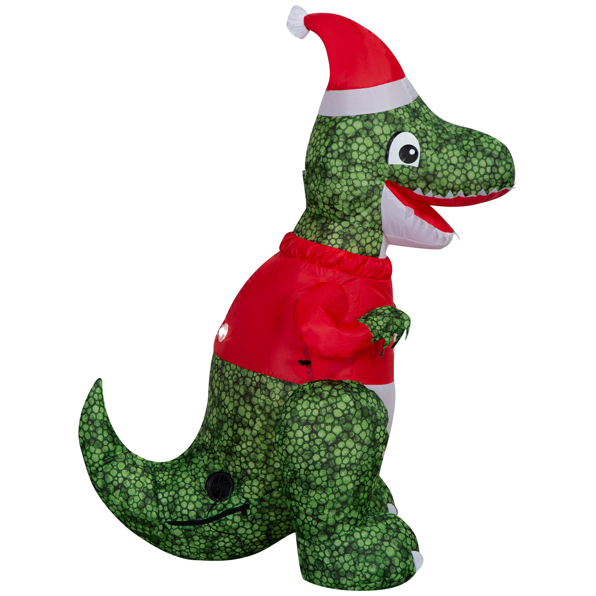 Red/Green/White T-rex Christmas Airblown Yard Inflatable, 4', by Holiday Time