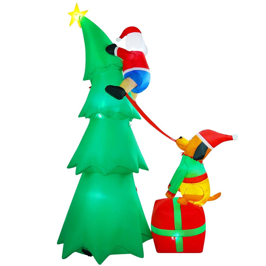Yexmas 7.2FT Large Outdoor Inflatable Christmas Tree with Santa Claus and Dog,Built-in LED Lights,Fun Blow Up Xmas Decor Suitable for Yard,Garden,Lawn