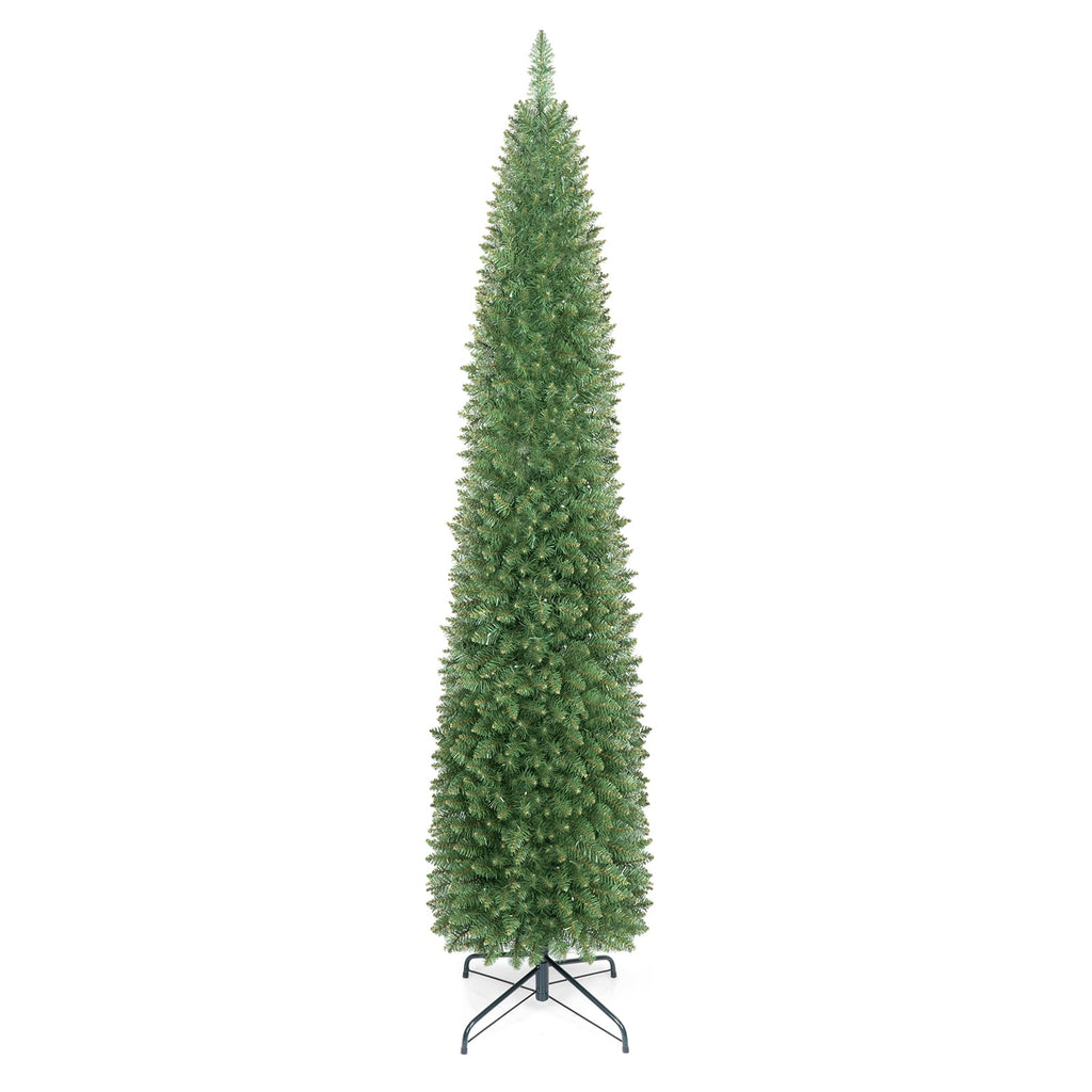 Costway 5 FT Pre-Lit Pencil Christmas Tree with 150 LED Lights & 296 Branch Tips Party