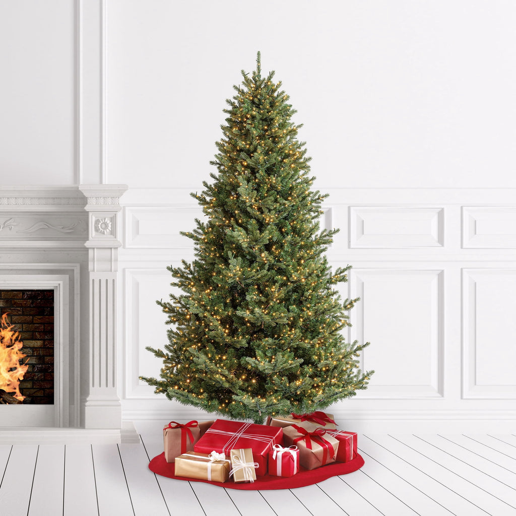 My Texas House 9' Pre-Lit Grand Spruce Green Artificial Christmas Tree with LumaDazzle Color-Changing Twinkle LED Lights, Quick Set, and Stand