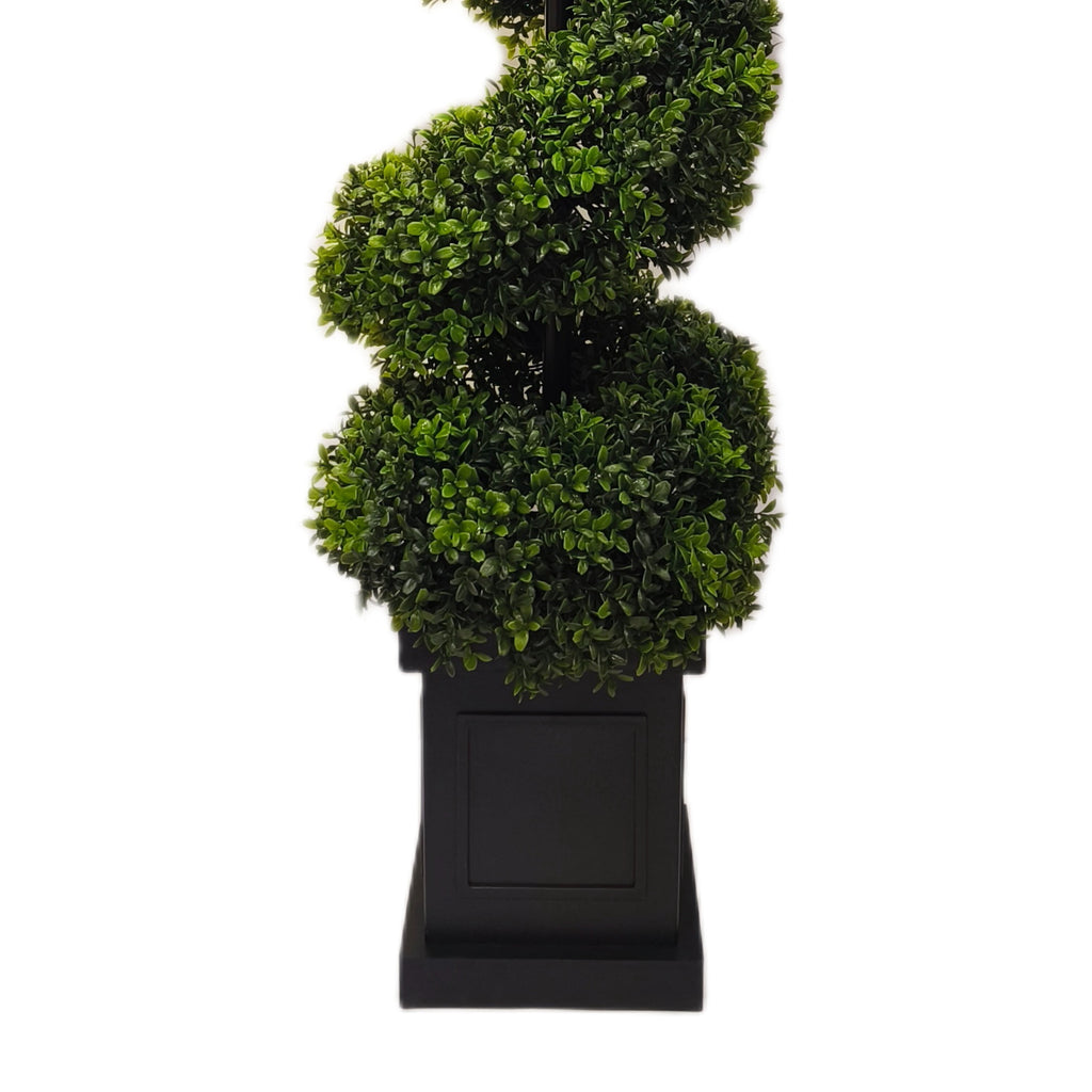 My Texas House Christmas Boxwood Swirl Topiary with Red Bow, 45",