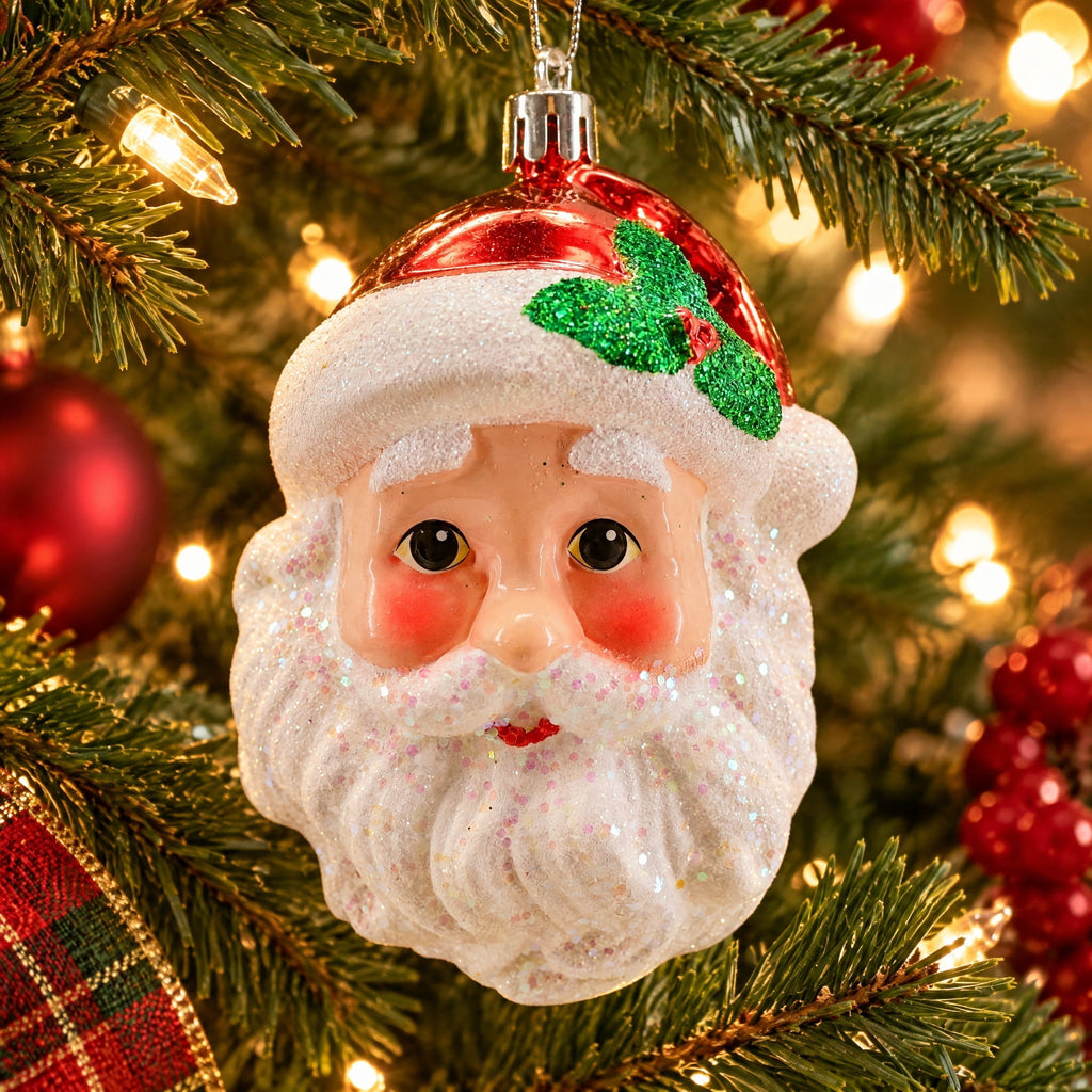 Multicolor Glitter Santa Claus Christmas Ornament, 4", by Holiday Time