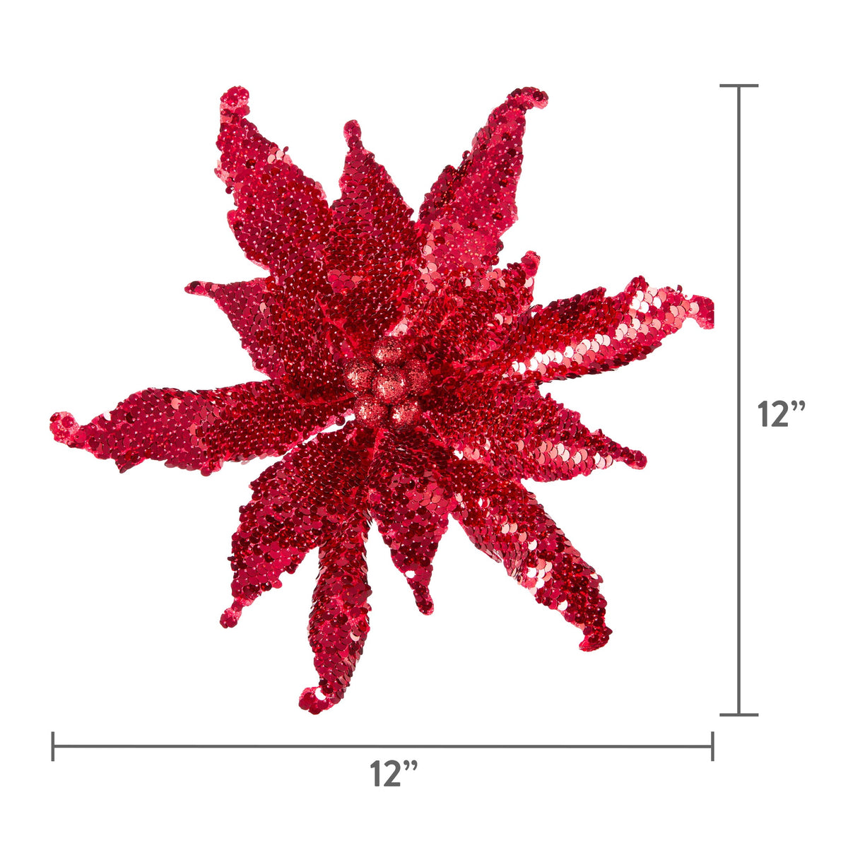 Red Sequin Poinsettia Christmas Clip Ornament, 12", by Holiday Time