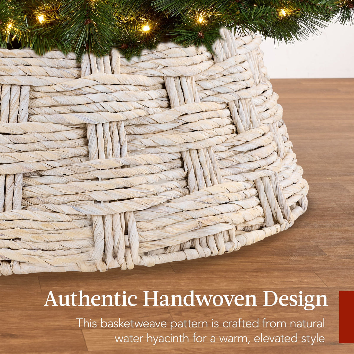 Best Choice Products 42in Basket Woven Hyacinth Christmas Tree Collar, Tree Skirt Accessory w/ Cord Cut-Out - Chestnut