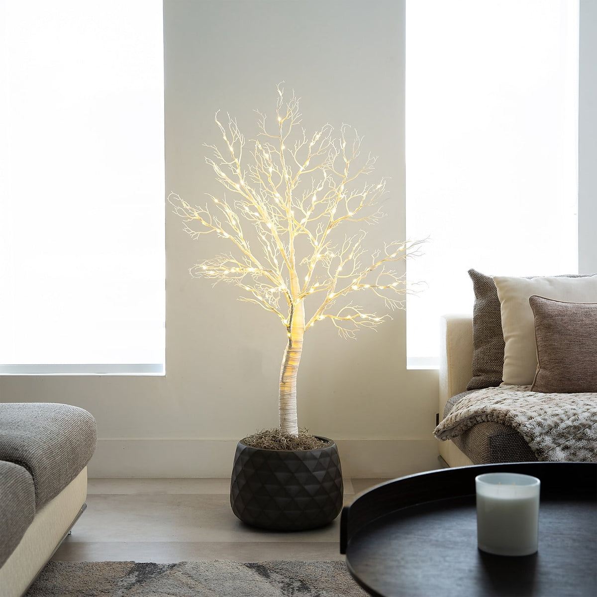 Nearly Natural Pre-Lit Twig Artificial Christmas Tree - 4' - Warm White LED Lights