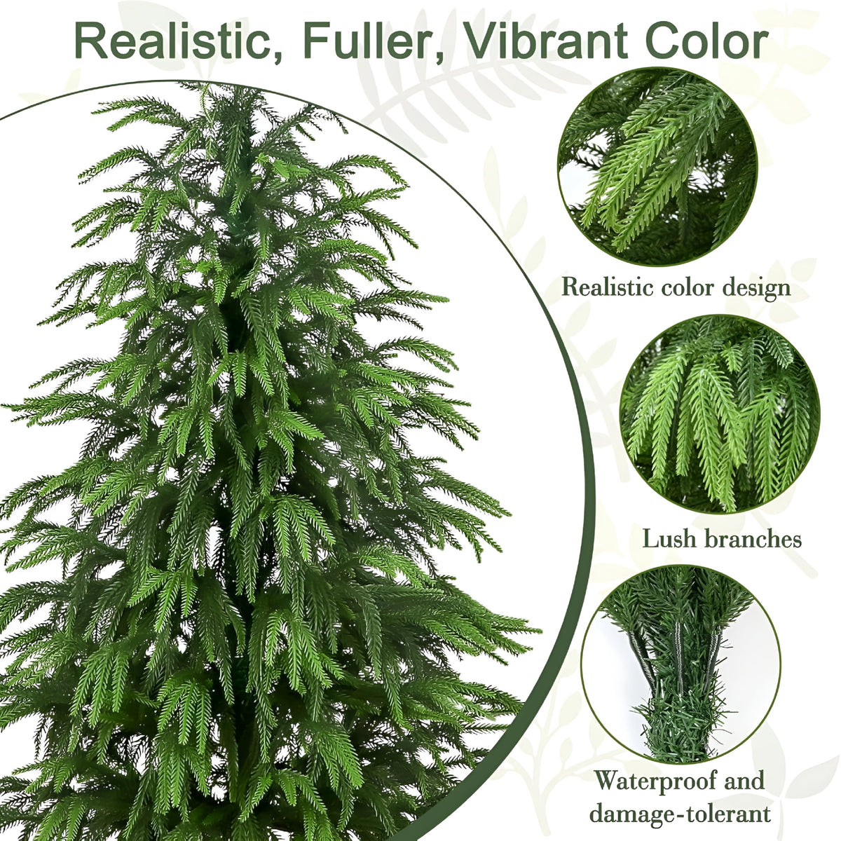 XIBUFE 2 Foot Artificial Norfolk Pine Christmas Tree with Pot, Realistic Potted Plant for Front Porch, Indoor Outdoor Garden, and Entryway Holiday Decor