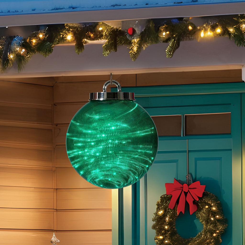 Indoor/Outdoor LED 8-Function Shatterproof Christmas Ornament Decoration with 100 LED Lights, Red, 11.8", by Holiday Time