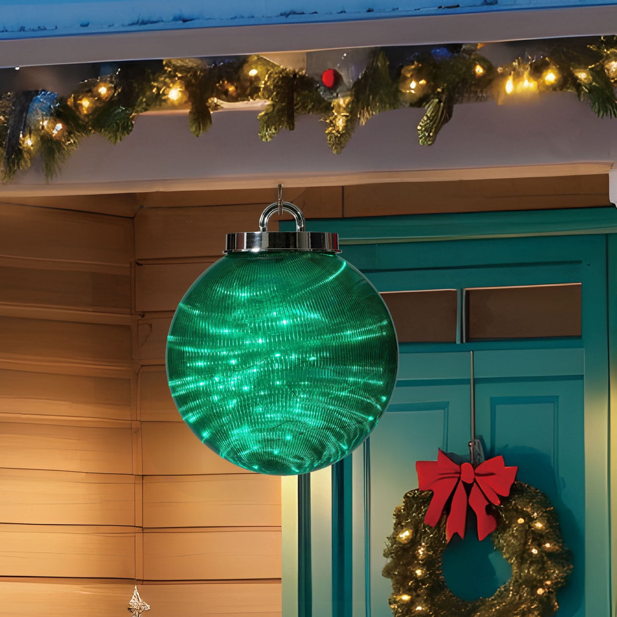 Indoor/Outdoor LED 8-Function Shatterproof Christmas Ornament Decoration with 100 LED Lights, Red, 11.8", by Holiday Time