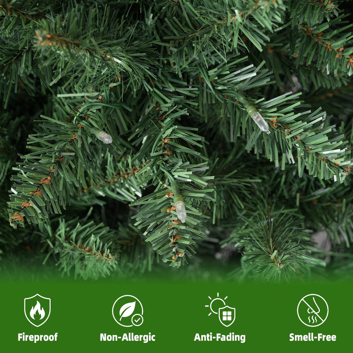 VIVATREES 7.5FT Premium Christmas Tree Pre-Lit Artificial Xmas with 550 Multi Color LED Lights, 5582 PVC PE Hinged Branch Tips Metal Base for Holiday Decor