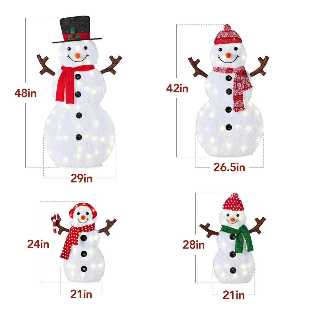 Best Choice Products 3-Piece 2D Lighted Snowman Family Set Outdoor Yard Decor w/ 135 Twinkling LED Lights