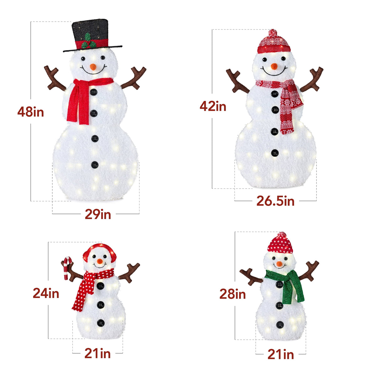 Best Choice Products 3-Piece 2D Lighted Snowman Family Set Outdoor Yard Decor w/ 135 Twinkling LED Lights