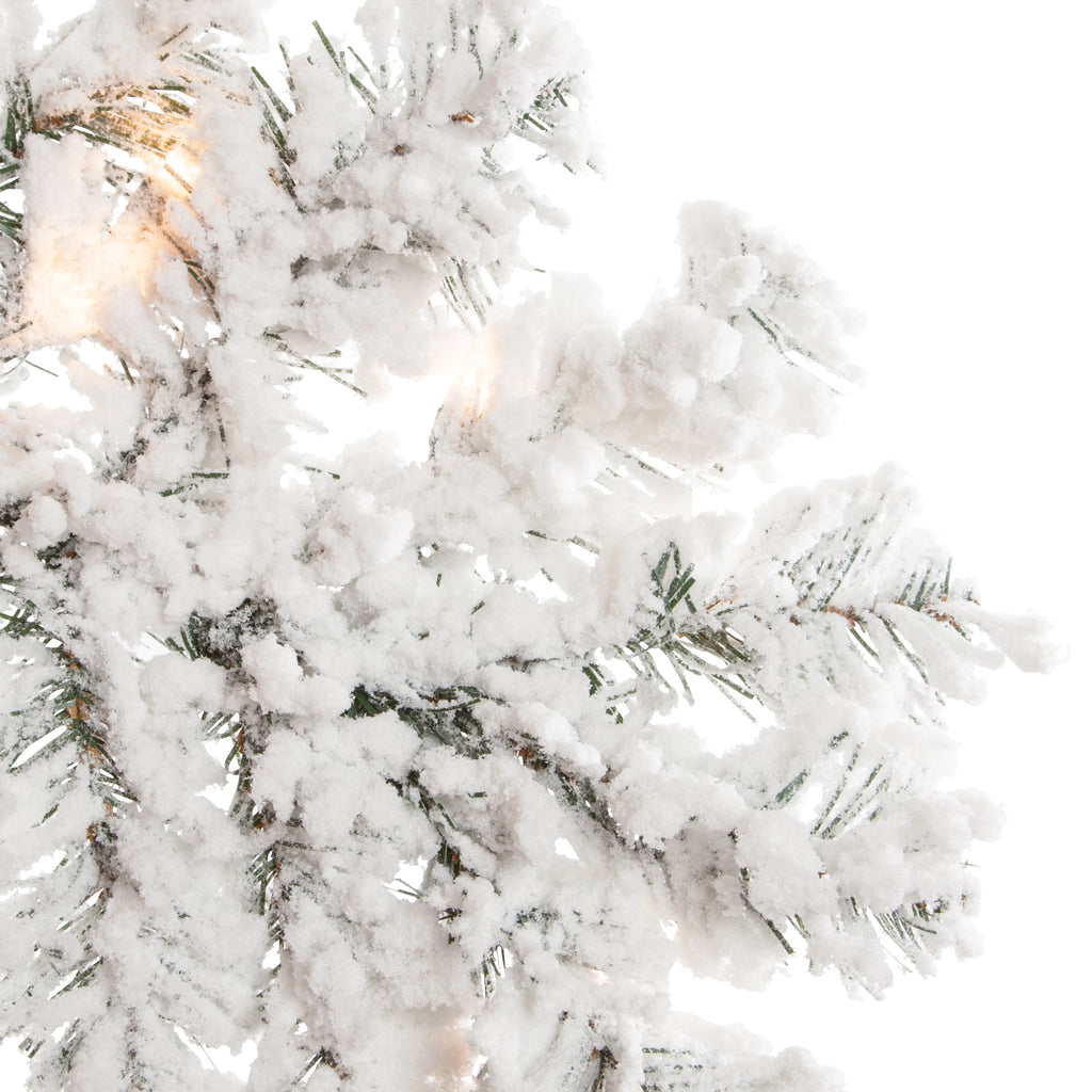 7.5 ft. Pre Lit Clear Lights Heavy Flocked Layered Spruce