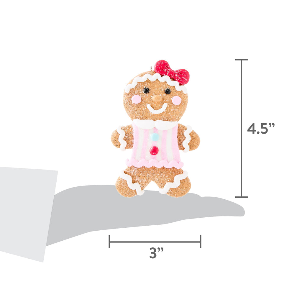 Multicolor Clay Dough Gingerbread Girl with Bow Christmas Ornament, 4.5", by Holiday Time