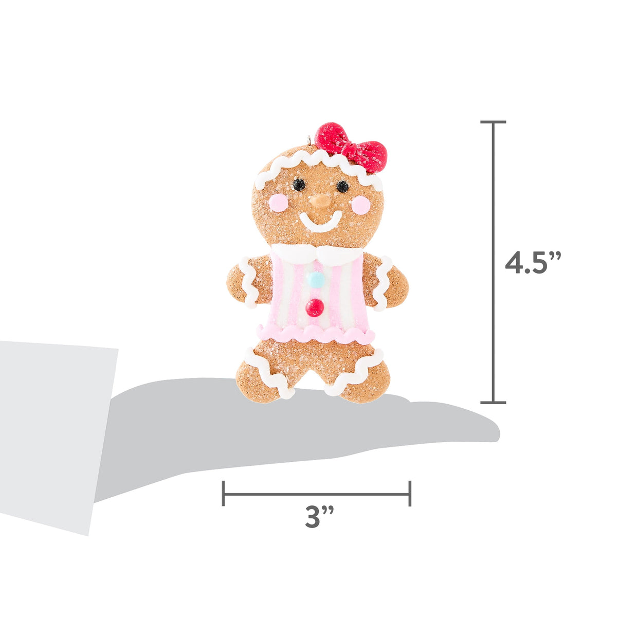 Multicolor Clay Dough Gingerbread Girl with Bow Christmas Ornament, 4.5", by Holiday Time