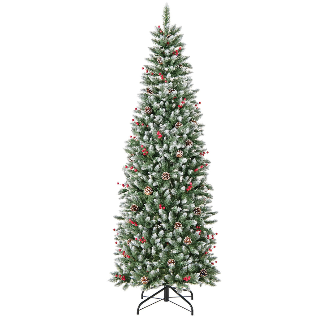 Costway 5 FT Pre-Lit Artificial Christmas Tree with 408 Snowy Branch Tips 250 LED Lights