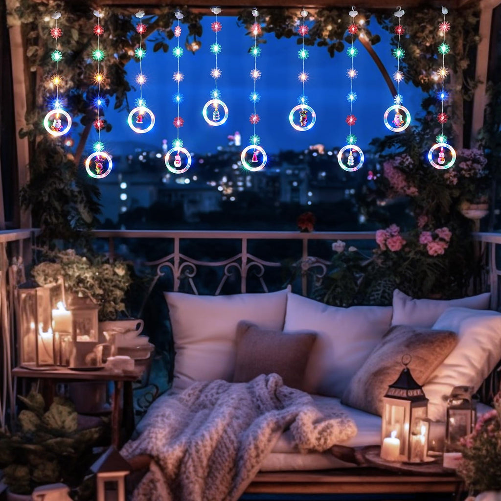 WILLED Christmas String Lights, 120 LED Window Curtain Lights with Christmas Ornaments, 9.8ft USB Powered Warm White Waterproof Fairy Lights Indoor Outdoor for Xmas Tree Patio Garden Party Home Decor