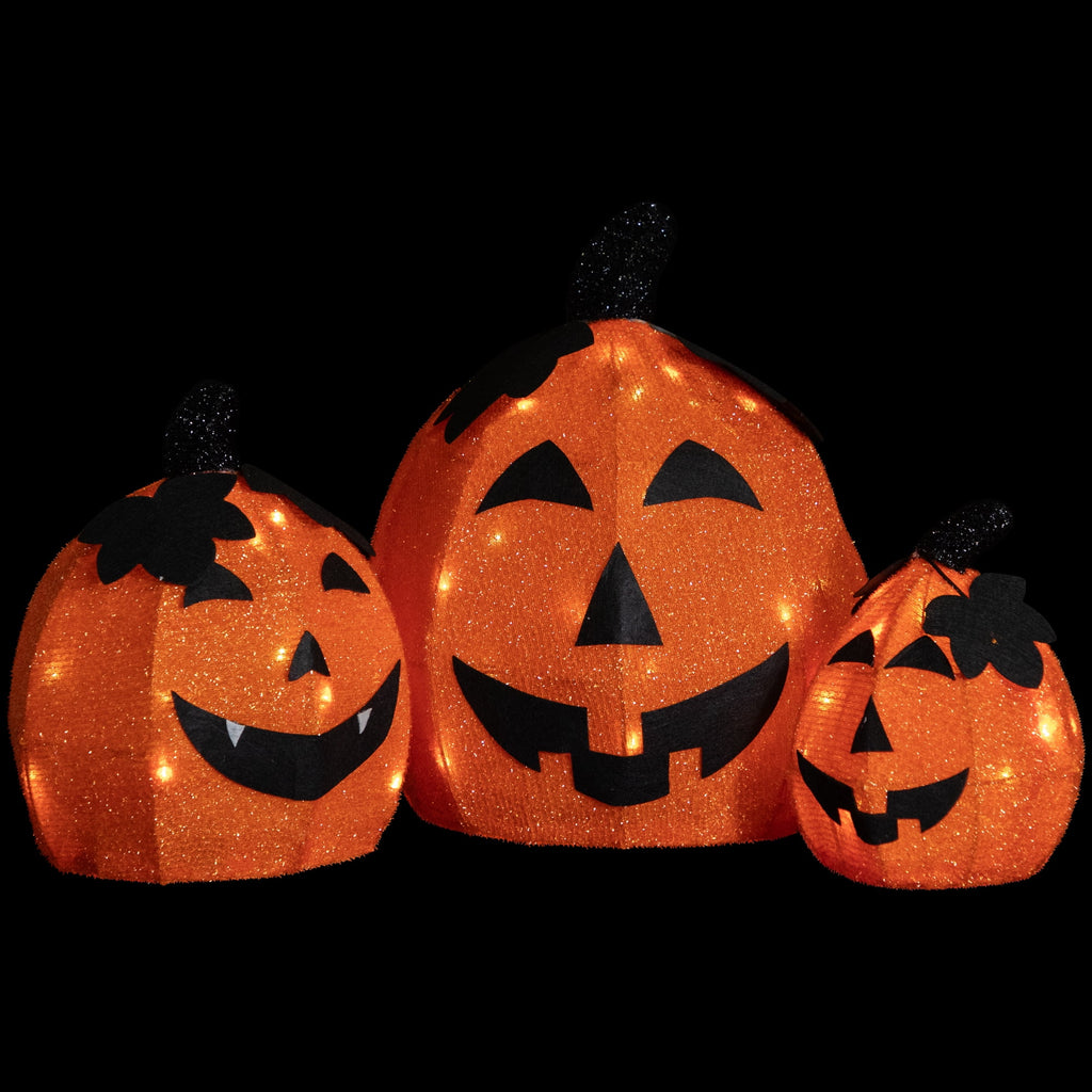 Northlight LED Lighted Jack O' Lantern Outdoor Halloween Decorations - Warm White - Set of 3