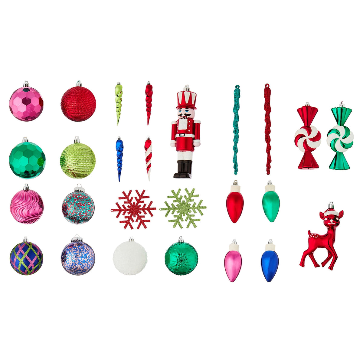 70-Count Bright Multicolor Shatterproof Christmas Ornaments, by Holiday Time