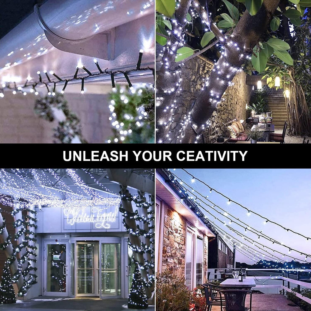Rirool 2-Pack Solar Christmas Lights 100LED 39ft Waterproof Multicolor String Lights with 8 Modes for Gardens, Wedding, Party, Christmas Tree, Xmas Outdoor Decorations