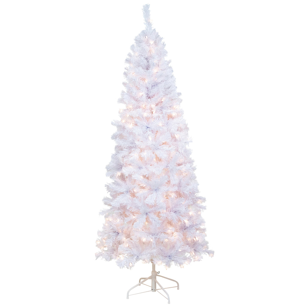 Northlight Pre-Lit Slim White Winston Pine Artificial Christmas Tree - 6.5' - Clear Lights
