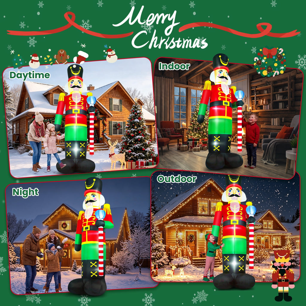 Yexmas 8FT Christmas Inflatable Nutcracker Soldier Blow Up Yard Decor with LED Light for Outdoor Christmas Party ,Garden and Lawn