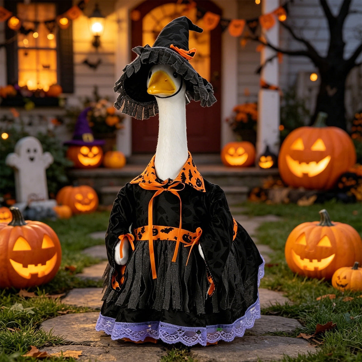 Lzobxe Porch Goose Clothes, Casual Style Lawn Yard Garden Decor for 23" High Cement or Plastic Geese, Goose Costume for All Season and Occasiona