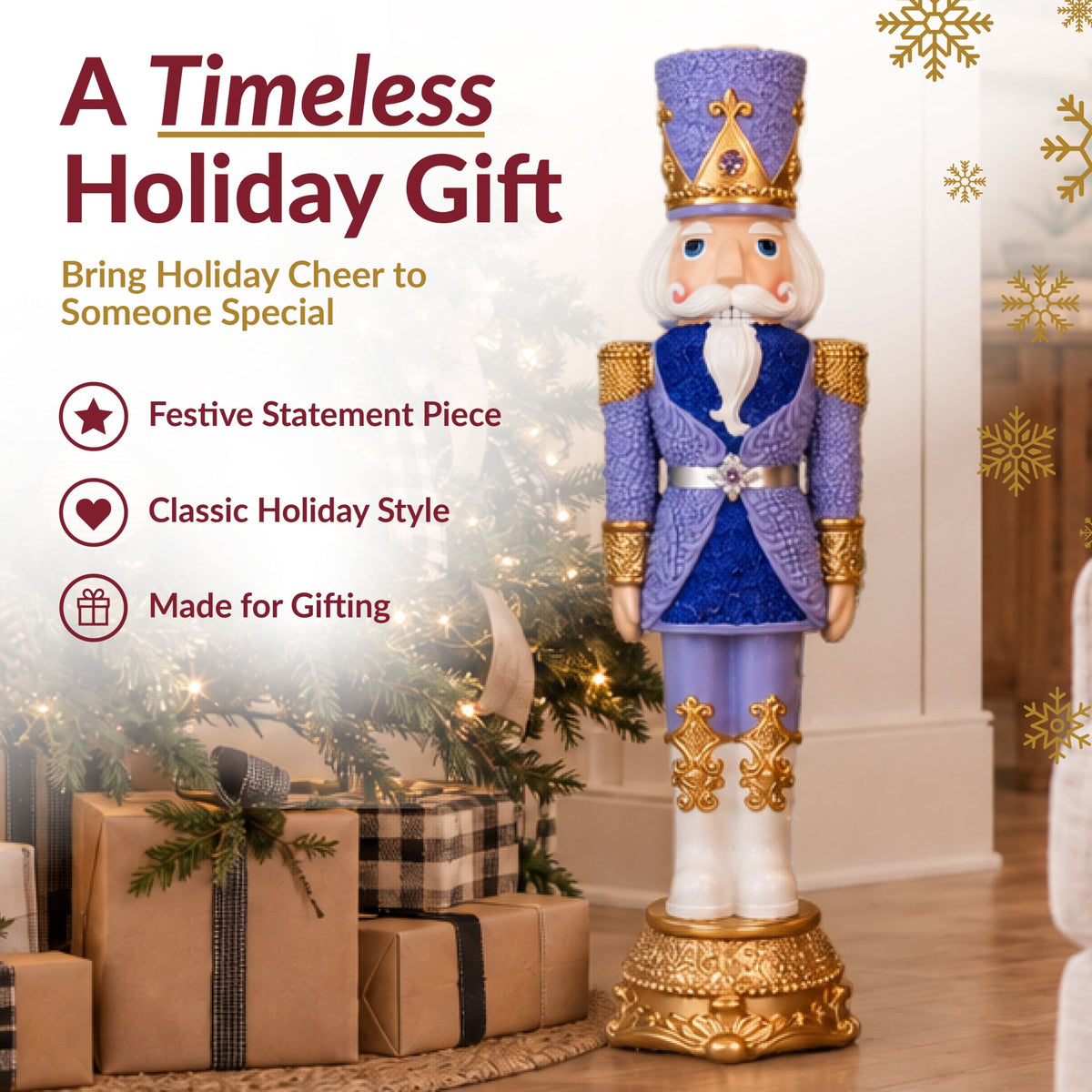 Sunnydaze Pink Polyresin Kenneth the Princely Nutcracker Christmas Statue, 37"