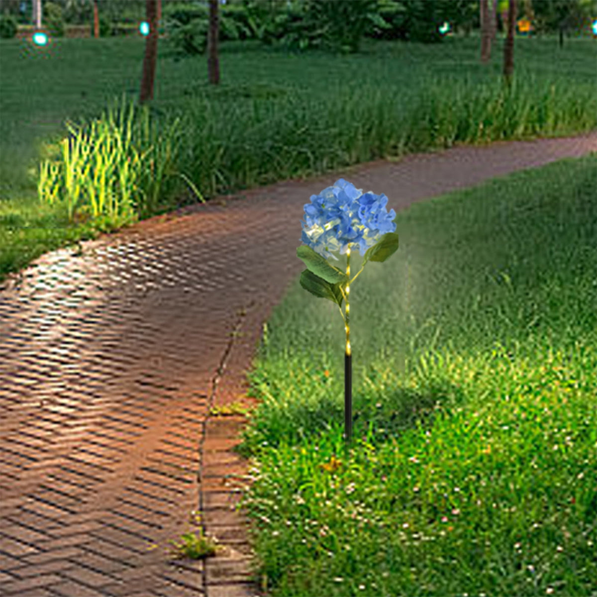Gnmfd Solar Flower Patio Outdoor Decorative Lights LED Holiday Plug Lights for Garden Yard Porch Walkway Christmas Decorations Solar Lights Outdoor Waterproof 26.77in