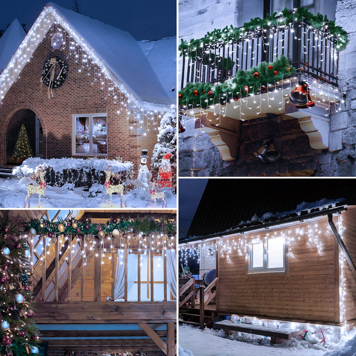 Ollny 24ft 216 LED Icicle Lights for Outside, 8 Lighting Modes 3 Timing Waterproof Icicle Christmas Lights Indoor Outdoor Decorations, White