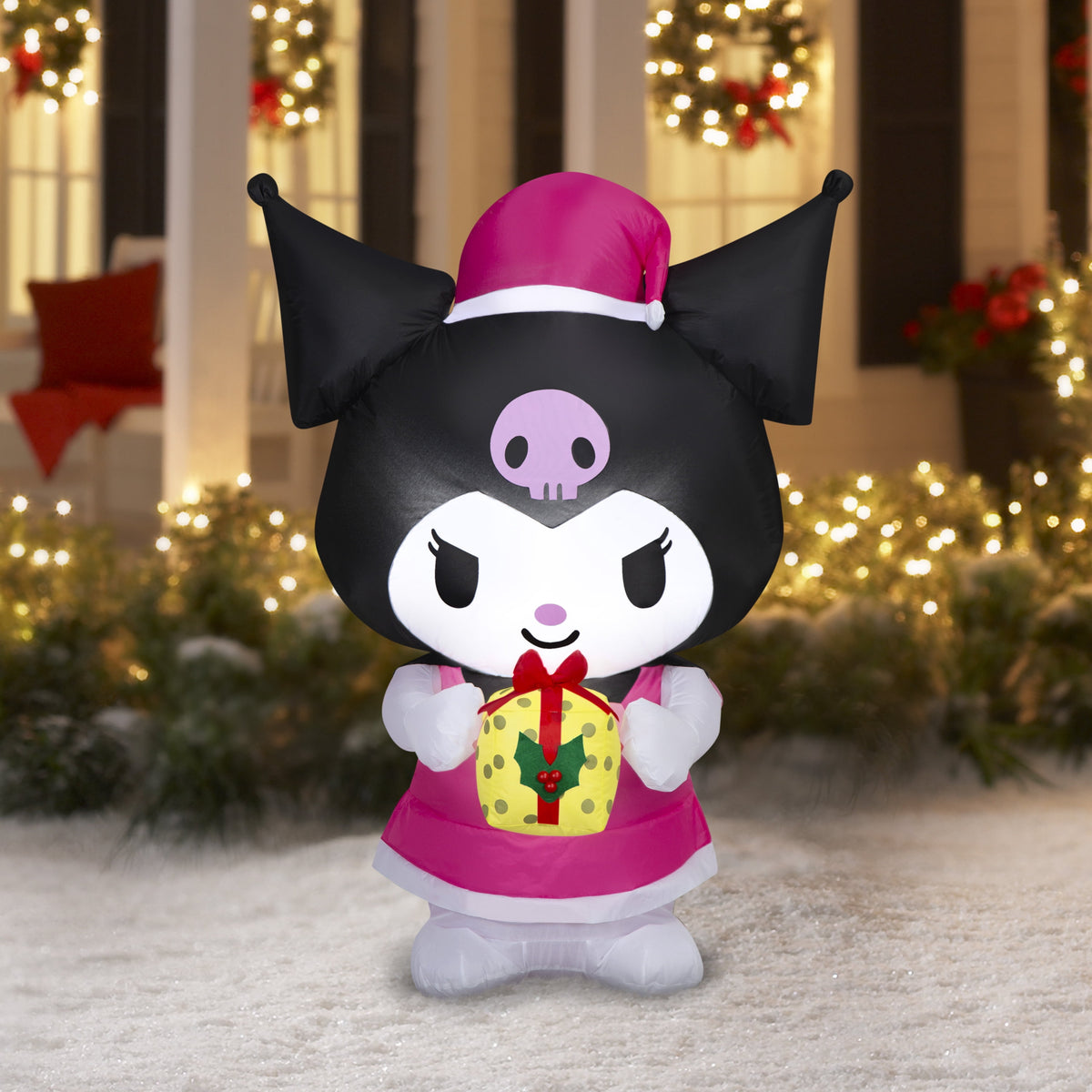 4.5 ft Kuromi & Yellow Present Christmas Airblown Yard Inflatable, Multicolor, by Sanrio