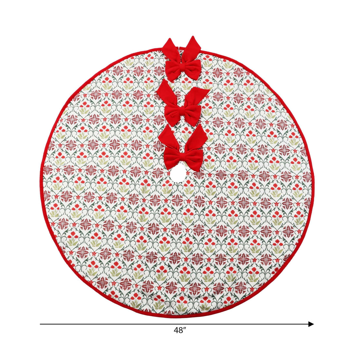 Floral Pattern Christmas Tree Skirt, Multicolor, 48", by Holiday Time