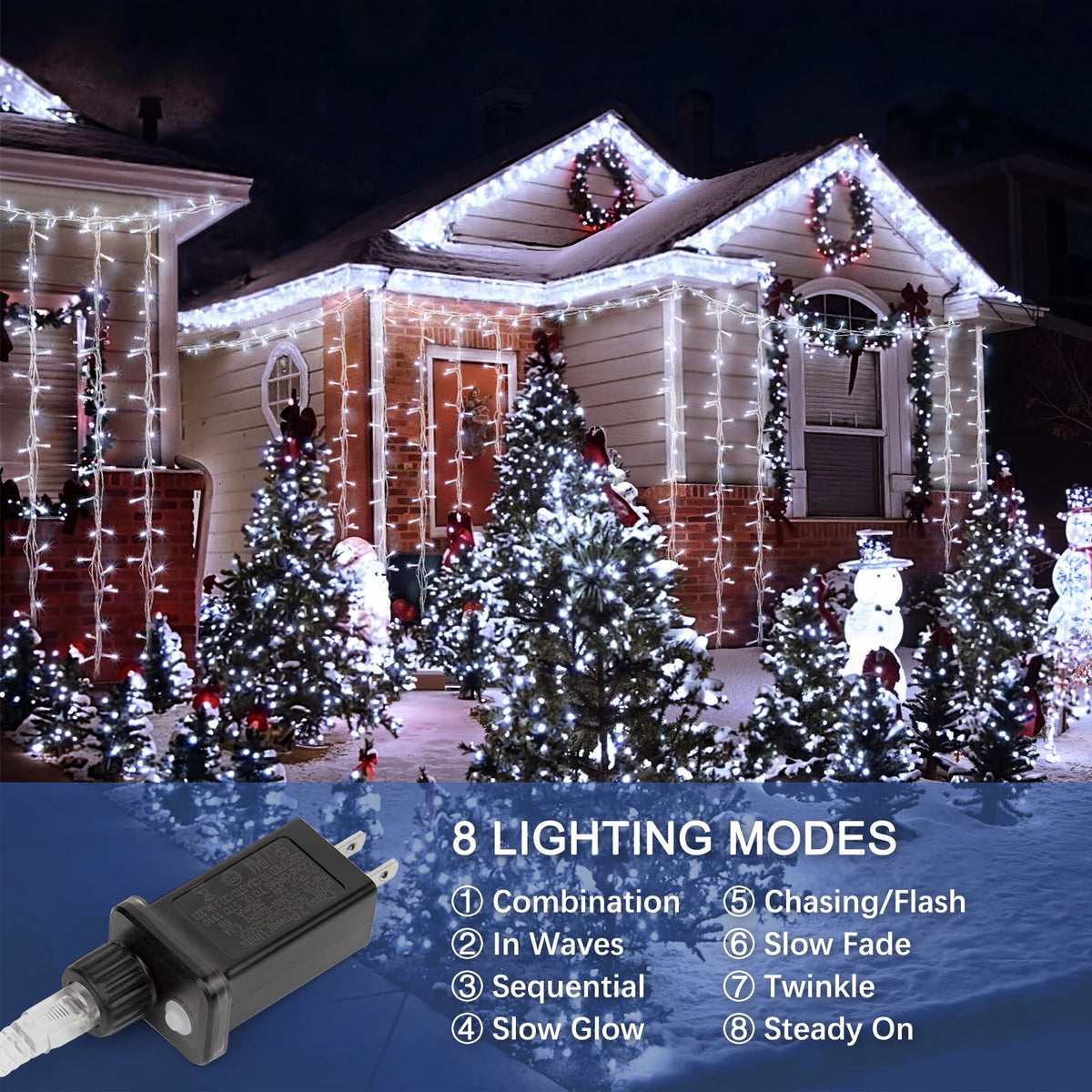 Scidweet Christmas String Lights, 196 FT 600 LED Twinkle Fairy Christmas Light with Remote for Indoor Outdoor Wedding Home Holiday Xmas Tree Decor, White