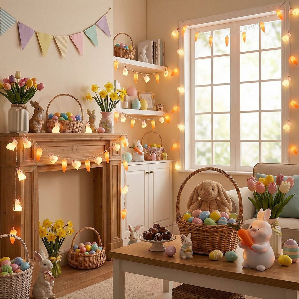 XGFHYJEH Easter Light Bunny String Lights Battery Operated 1.5M 10LED Fairy String Lights for Easter Decor Indoor Bedroom Patio Spring Theme Party Decor