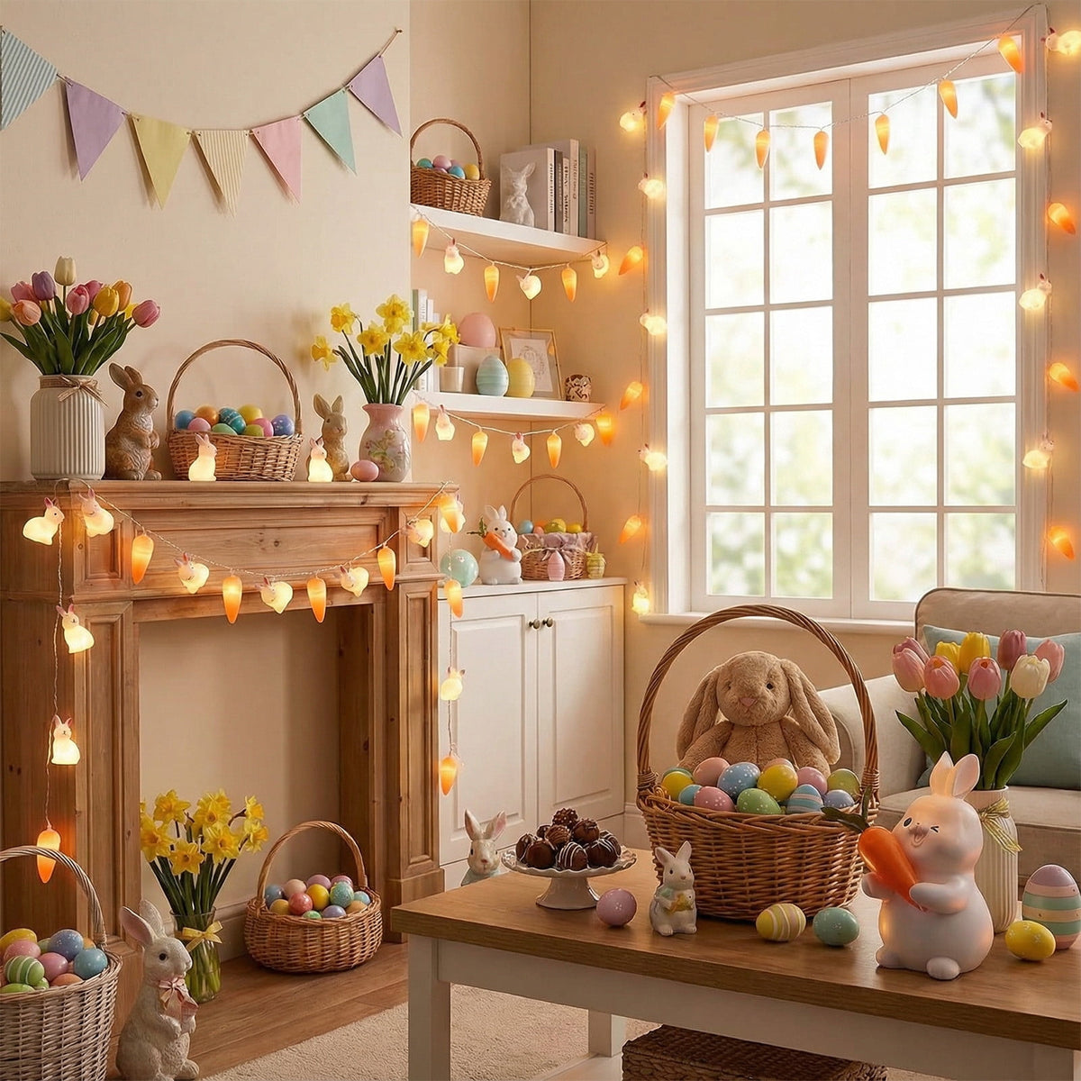 XGFHYJEH Easter Light Bunny String Lights Battery Operated 1.5M 10LED Fairy String Lights for Easter Decor Indoor Bedroom Patio Spring Theme Party Decor