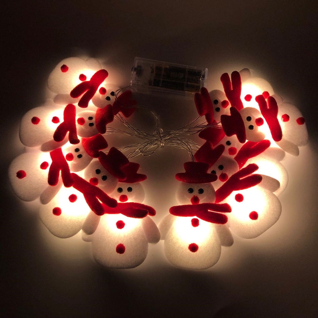 Tiitstoy Christmas Snowman String Lights, 10 LED 5.1ft Waterproof Light Up String Lights, Short Plush Lights for Christmas Decorations Christmas Tree Holiday Party Decoration