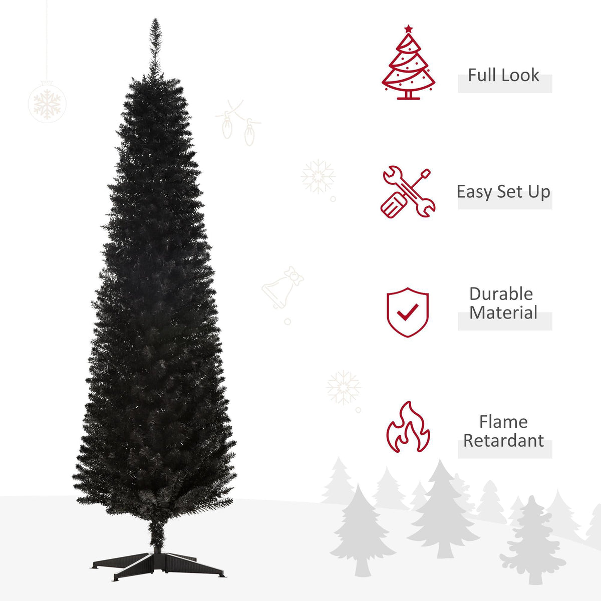 Kadyn Christmas Tree, Xmas Trees,6' Artificial Pencil Christmas Tree with 390 Realistic Branch Tips and Plastic Stand, Silver