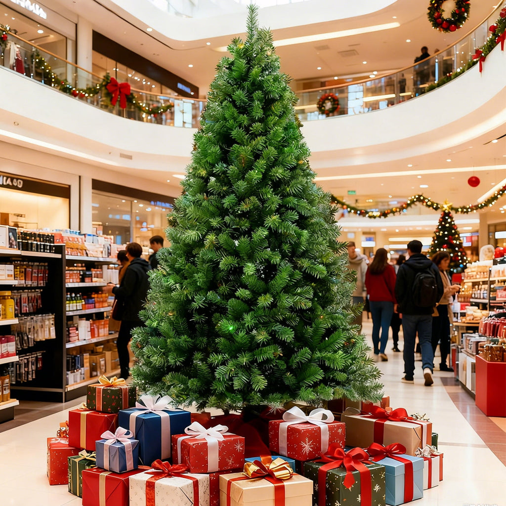 6/7ft Christmas Tree Small Artificial Pencil Tree Fake Christmas Tree with Lights Stand for Xmas Home Office Holiday Decoration