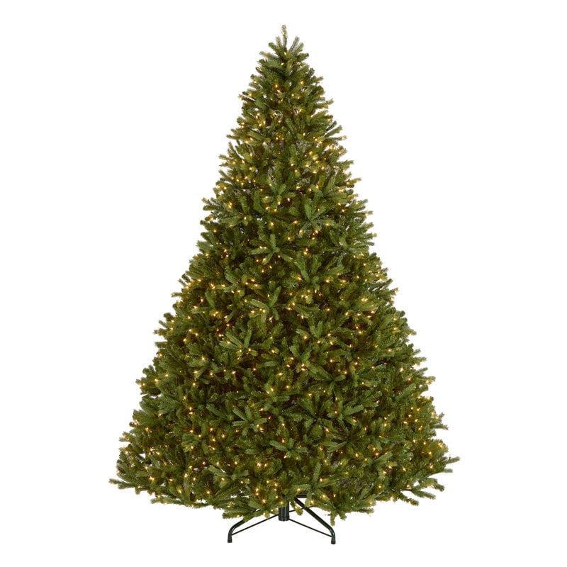 National Tree Company 9 ft. Pre-Lit Jersey Fraser Fir Full Artificial Christmas Tree, 1,500 Clear Lights, 4,804 Tips, Includes Stand, Green