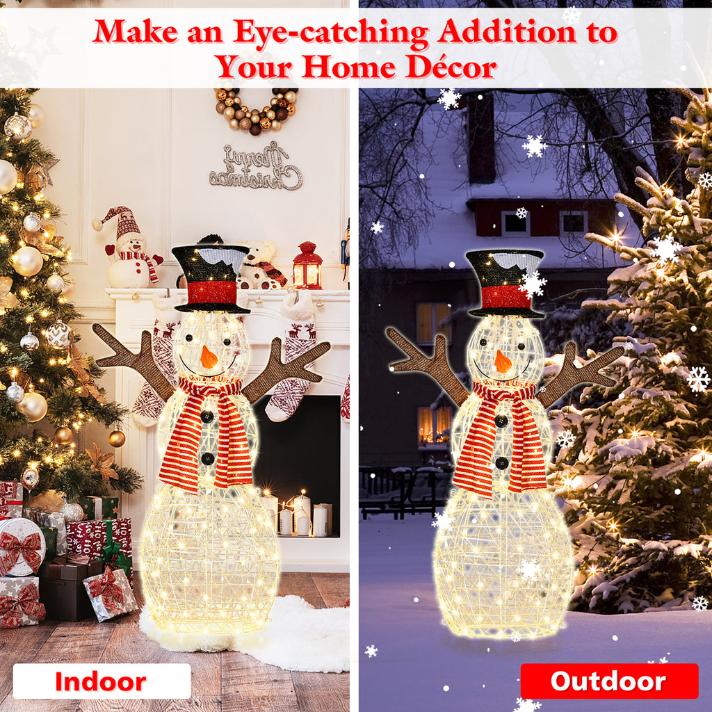Costway Pre-Lit Standing Snowman Artificial Christmas Decoration with 80 LED Lights