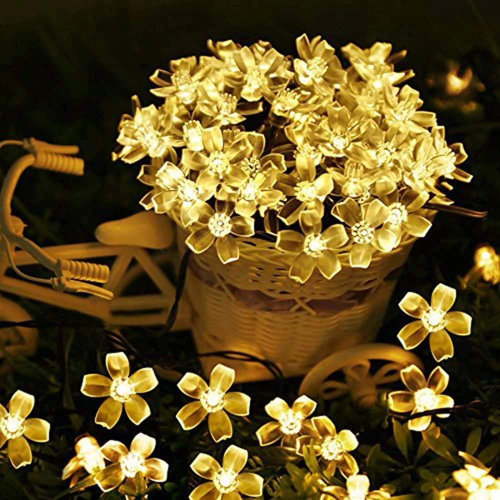 Solar Flower String Lights, Cherry Blossoms Solar Fairy Light,23ft 50 LED Outdoor Waterproof String Lights for Christmas Tree, Home, Garden, Wedding, Patio, Party Decorations(pink)