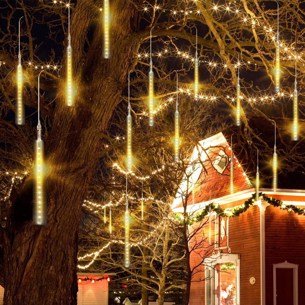 Rirool 20-Inch Blue Meteor Shower Lights, 10 Tubes 540 LED Cascading Falling Rain Christmas String Lights, IP65 Outdoor Plug-In Decor for Trees, Roof, Patio, Wedding and Holiday Display, 1 Set